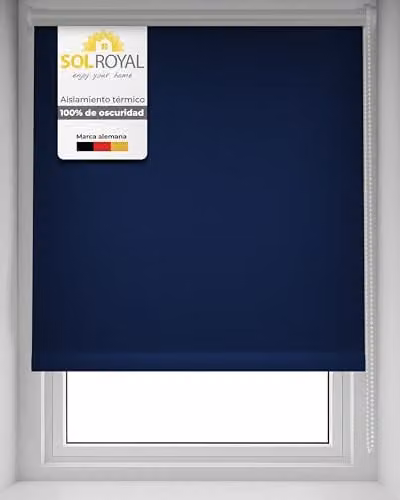 Estor Enrollable Sol Royal SolReflect T42 con Recubrimiento Térmico y Oscurecimiento, Azul, An: 110 cm, Al: 160 cm