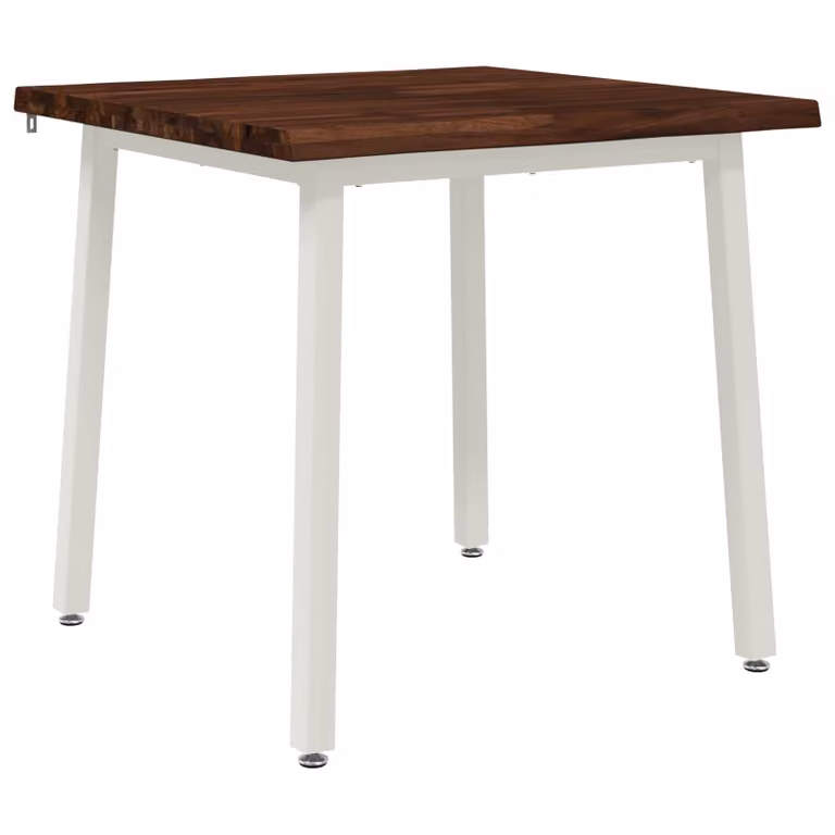 Mesa de comedor vidaXL de madera de acacia con borde natural y patas de metal, An/P/Al: 60 x 55 x 75 cm