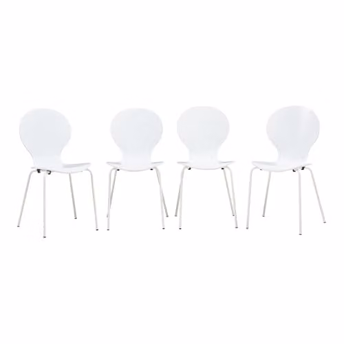 Juego de 4 sillas de comedor Etne de en.casa con estilo escandinavo en color blanco, fabricadas en madera de abedul y metal, An/P/Al: 48 x 50 x 85 cm