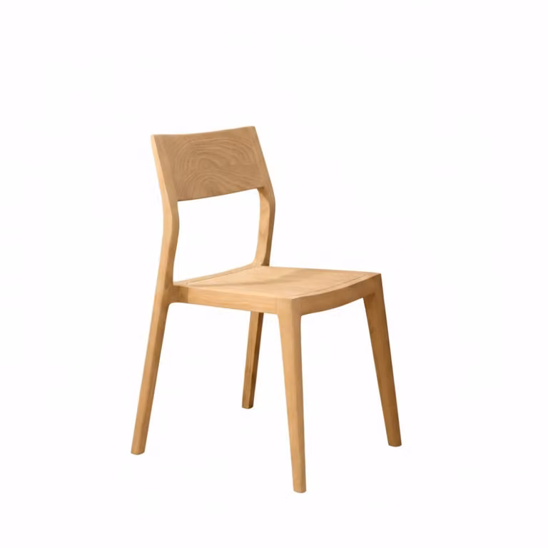Silla de comedor apilable Wabi Home de madera maciza en color marrón de estilo escandinavo