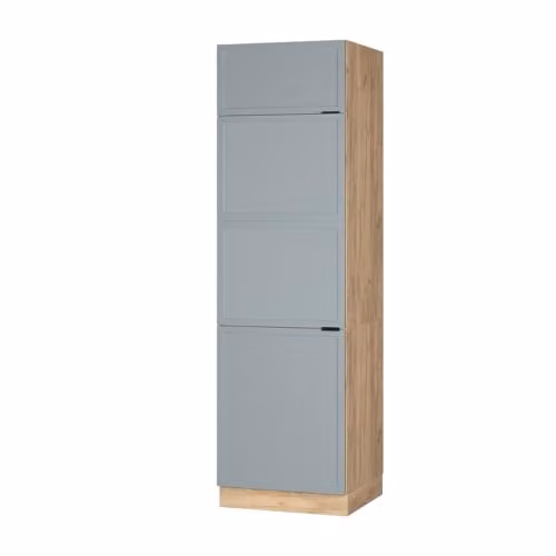 Armario para frigorífico empotrado Vicco Fame-Line en azul claro y gris con puertas de cierre suave