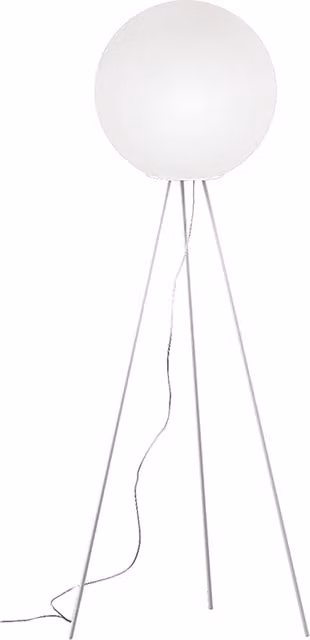 Lámpara de pie trípode Emily Rossini Group en blanco mate con pantalla de cristal blanco satinado y casquillo E27