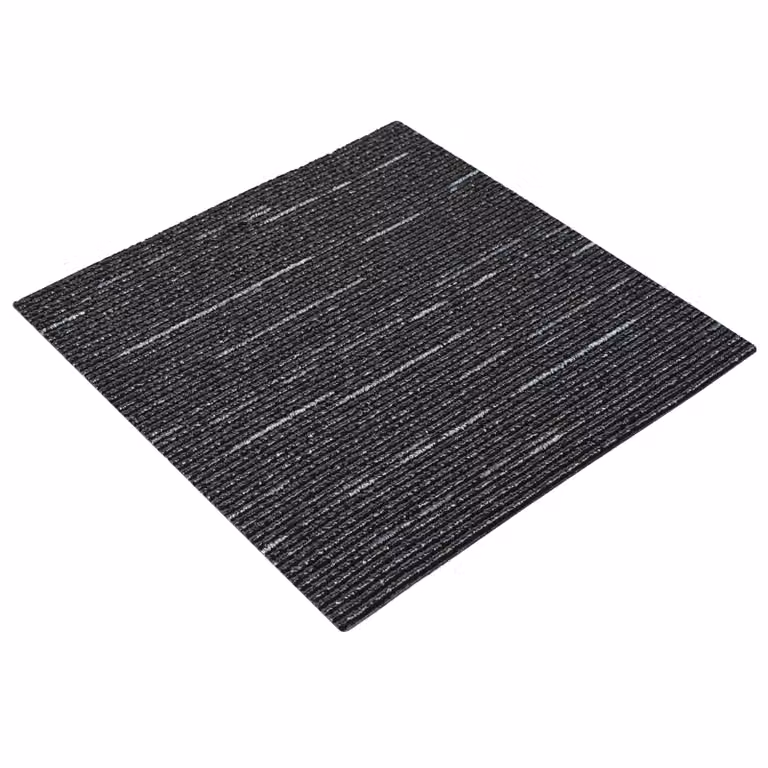 Set de 20 azulejos de alfombra modernos con diseño de rayas negras de la marca vidaXL, fabricados en polipropileno con pelo en bucle, An/P: 50 x 50 cm