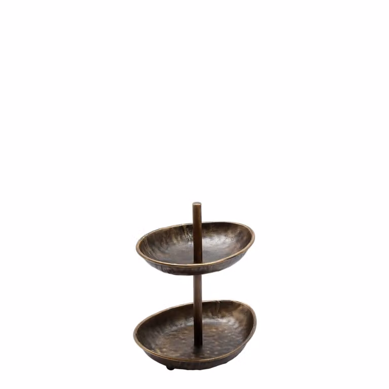 Frutero de varios niveles Sia Deco en color bronce y marrón con acabado redondo