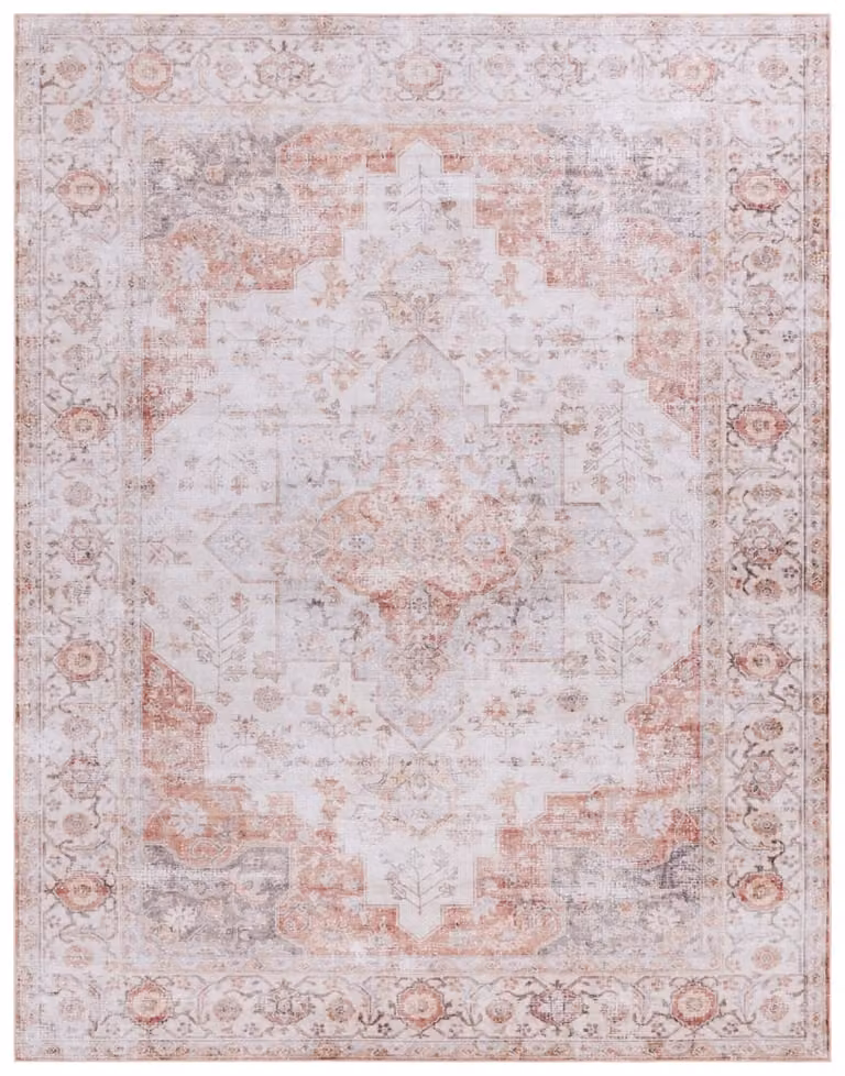 Alfombra clásica de estilo oriental Safavieh en poliéster multicolor gris y naranja, An: 274 cm, P: 366 cm
