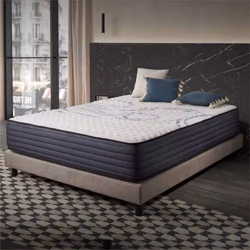 Colchón viscoelástico Naturalex Perfectsleep de 160 x 200 cm, altura 32 cm, con tecnología de regulación de temperatura y materiales certificados en colores azul y blanco