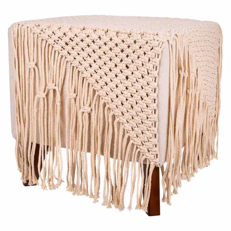 Puff de algodón trenzado Wanderlust deco color beige An/P/Al: 45 x 45 x 45 cm