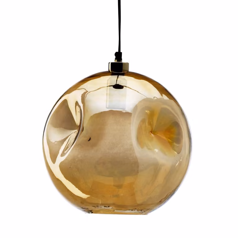 Lámpara colgante de cristal y metal de Bazar Bizar en color oro, An/P/Al: 29 x 29 x 33 cm