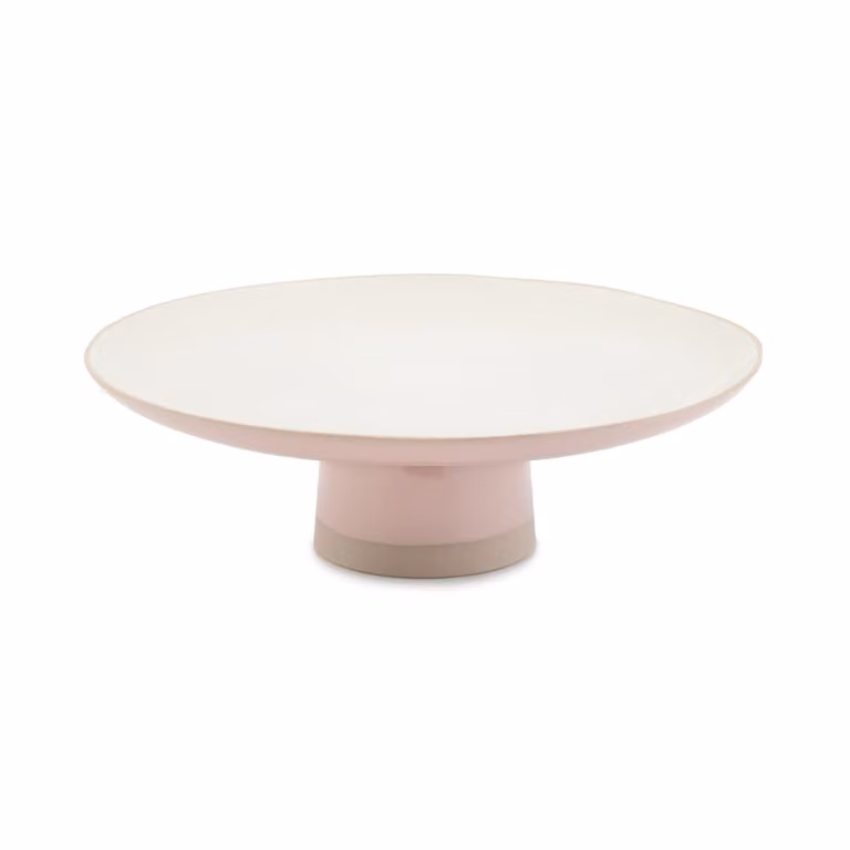 Soporte para tartas Showstopper Jamie Oliver de gres redondo en blanco y rosa, Diámetro: 31 cm, Altura: 10 cm