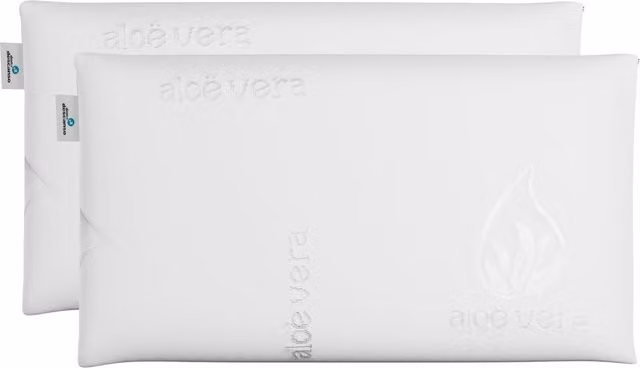 Almohada viscoelástica Nalui Agatha blanca con doble funda y firmeza media