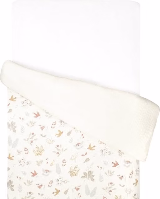 Funda nórdica reversible para bebé Sevira Kids de gasa de algodón con diseño floral en blanco, beige y multicolor