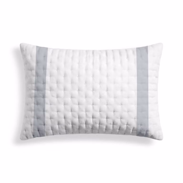 Funda de almohada reversible de microfibra con diseño de rayas en colores plata, blanco y gris, An/P: 50 x 80 cm