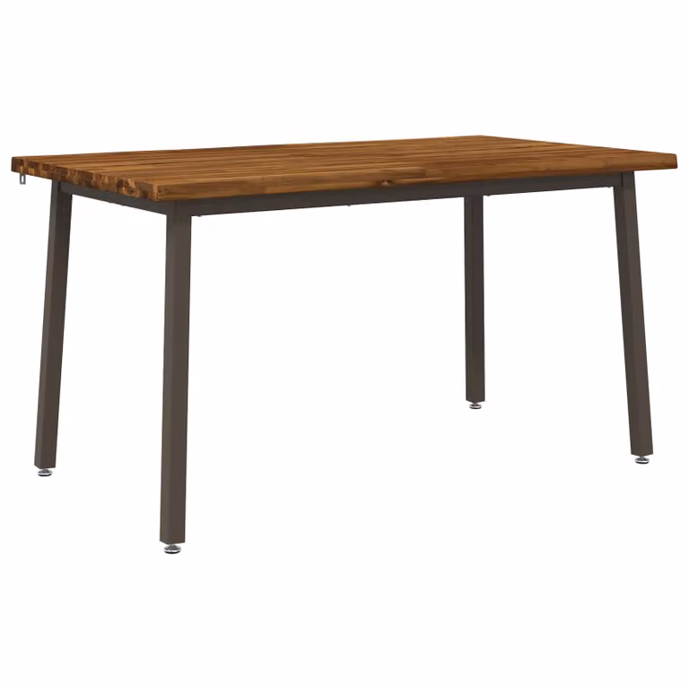 Mesa de comedor moderna vidaXL de madera de acacia sólida con borde natural y acabado marrón, An/P/Al: 120 x 90 x 75 cm