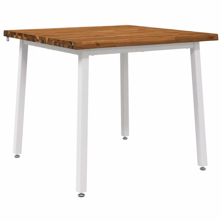 Mesa de comedor rectangular de acacia con borde natural vidaXL en marrón y blanco An/P/Al: 90 x 90 x 75 cm