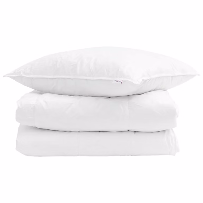 Set de 2 piezas vidaXL de Edredón de Verano y Almohada de Pluma de Pato en color Blanco, An/P/Al: 155 x 220 cm