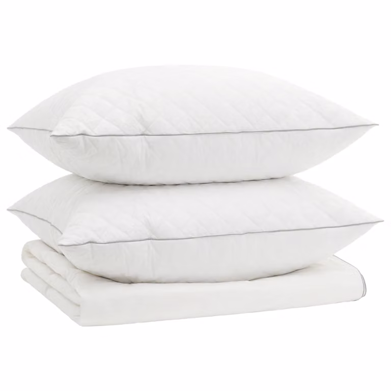 Juego de edredón y almohadas vidaXL FULDA de 3 piezas, 90% plumón de ganso, color blanco, An/P: 220 x 260 cm