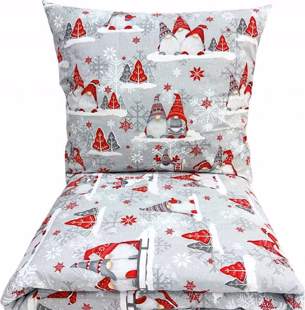 Juego de ropa de cama navideño Doratex de 3 piezas en algodón, incluye funda nórdica y fundas de almohada, colores rojo, blanco y gris, An/P/Al: 160 x 200 cm