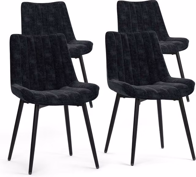 Juego de 4 sillas de comedor Vicco Ravlo en terciopelo negro de estilo moderno
