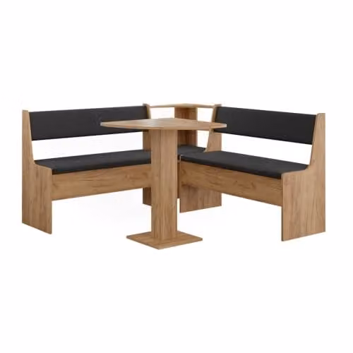 Conjunto de mesa y banco esquinero Vicco Roman en roble dorado para comedor o cocina, An/P/Al: 60 x 60 x 75 cm