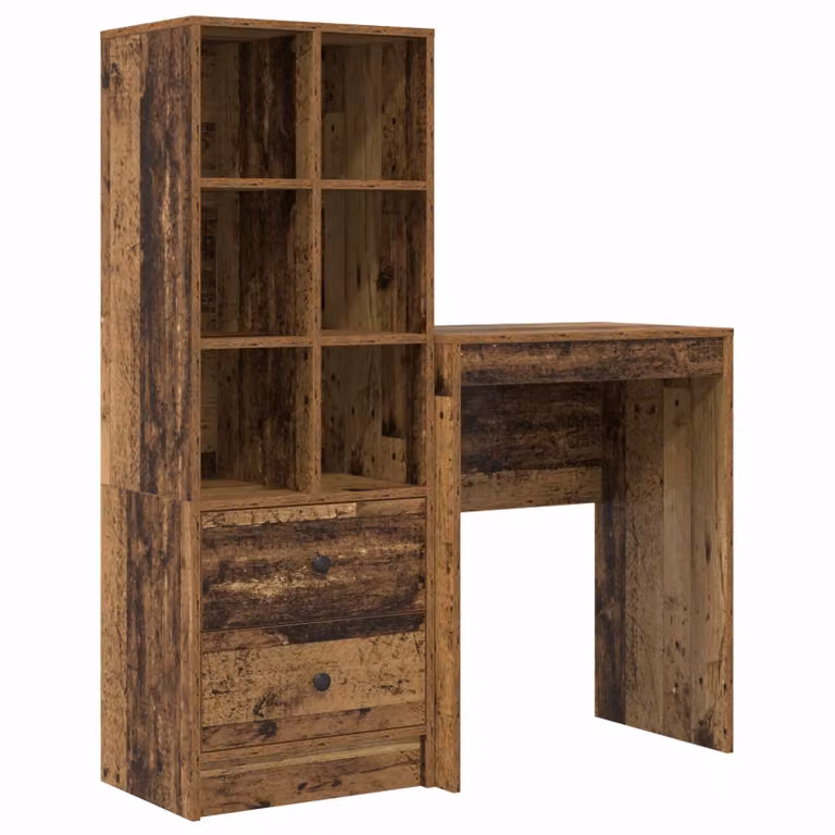 Set de 2 escritorios modernos vidaXL de madera en color marrón para oficina en casa, An: 105,5 cm, P: 34 cm, Al: 127 cm