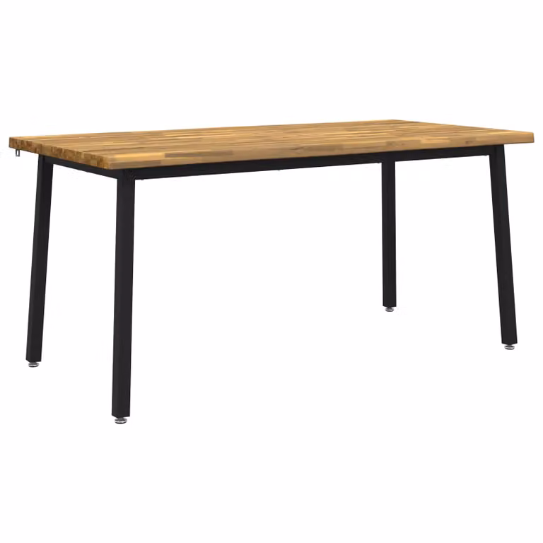 Mesa de comedor vidaXL de madera de acacia con borde natural y acabado mate en color blanco, An/P/Al: 140 x 90 x 75 cm