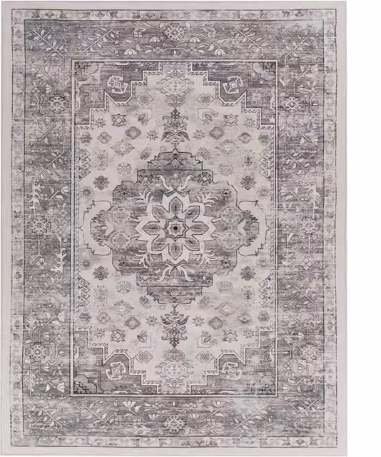 Alfombra lavable Sami gris de estilo oriental y moderno, An/P: 240 x 340 cm