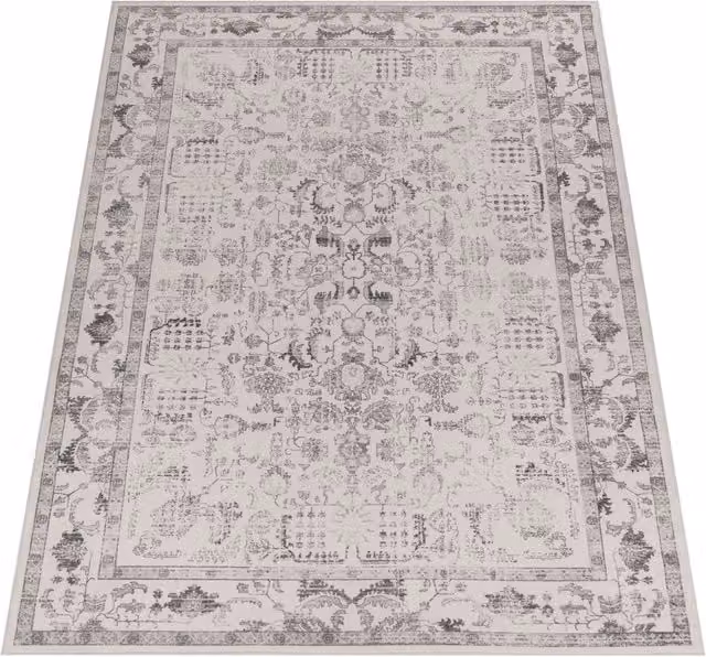 Alfombra lavable Sami de estilo oriental y moderno en color gris antracita, An/P: 240 x 340 cm