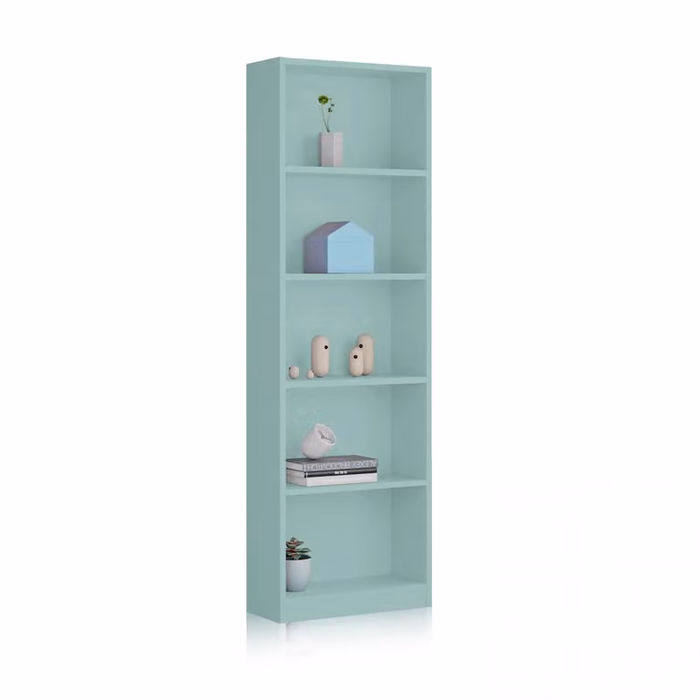 Estantería juvenil alta Smile de Duehome con 5 baldas en verde aqua An/P/Al: 52 x 25 x 180 cm