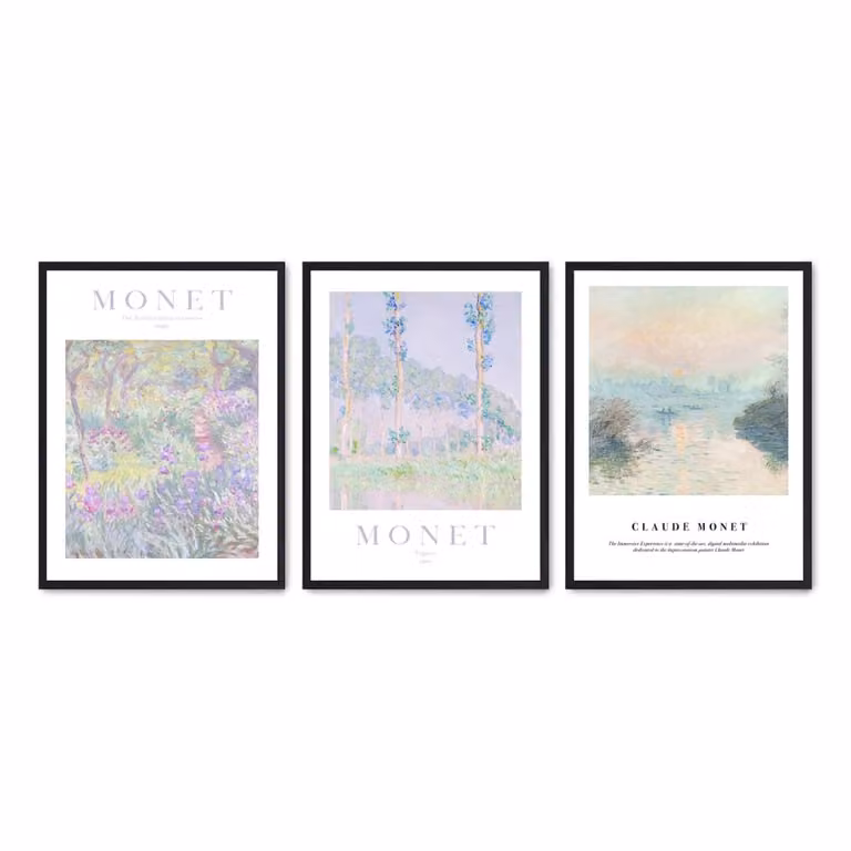 Set de 3 cuadros Poster Lab 194 multicolor con marco negro, An/P/Al: 30 x 40 cm