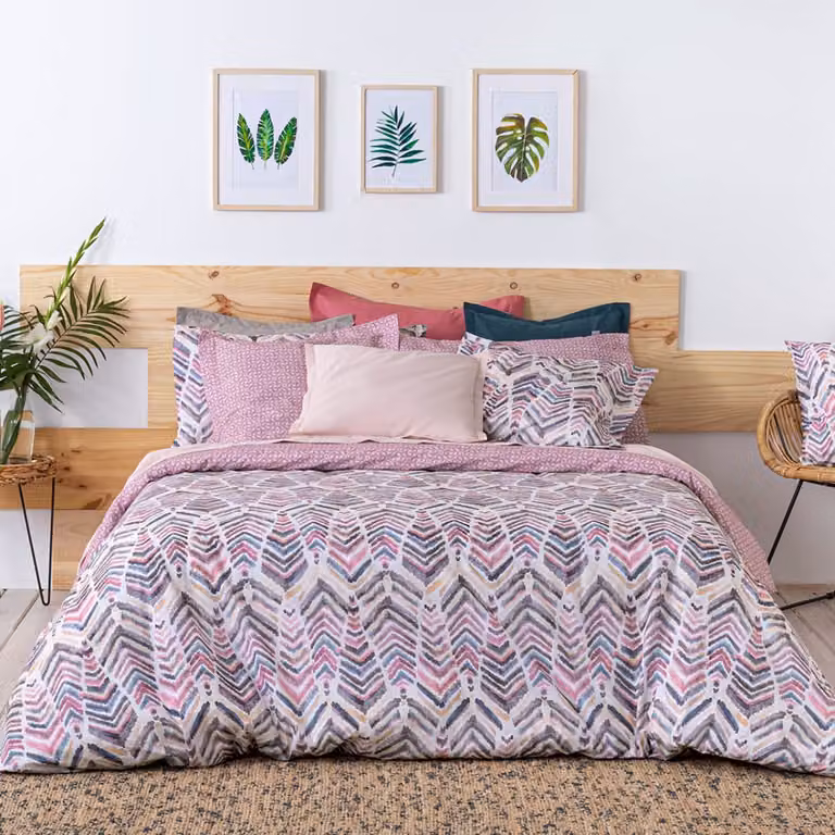 Funda nórdica reversible de algodón Naf Naf ZEYA color malva An/P/Al: 140 x 200 cm