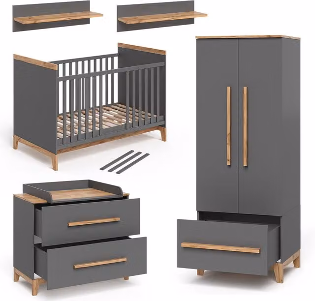 Conjunto de habitación infantil Malia de Vitalispa en gris y roble