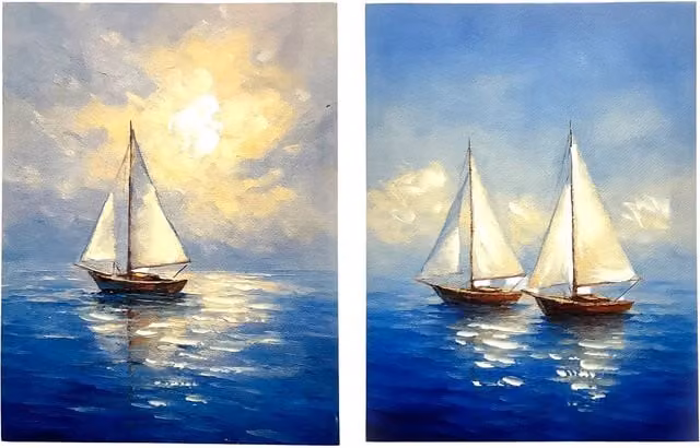 Set de 2 cuadros Signes Grimalt Novedad de temática marítima y paisaje en color azul, An/Al: 30 x 40 cm