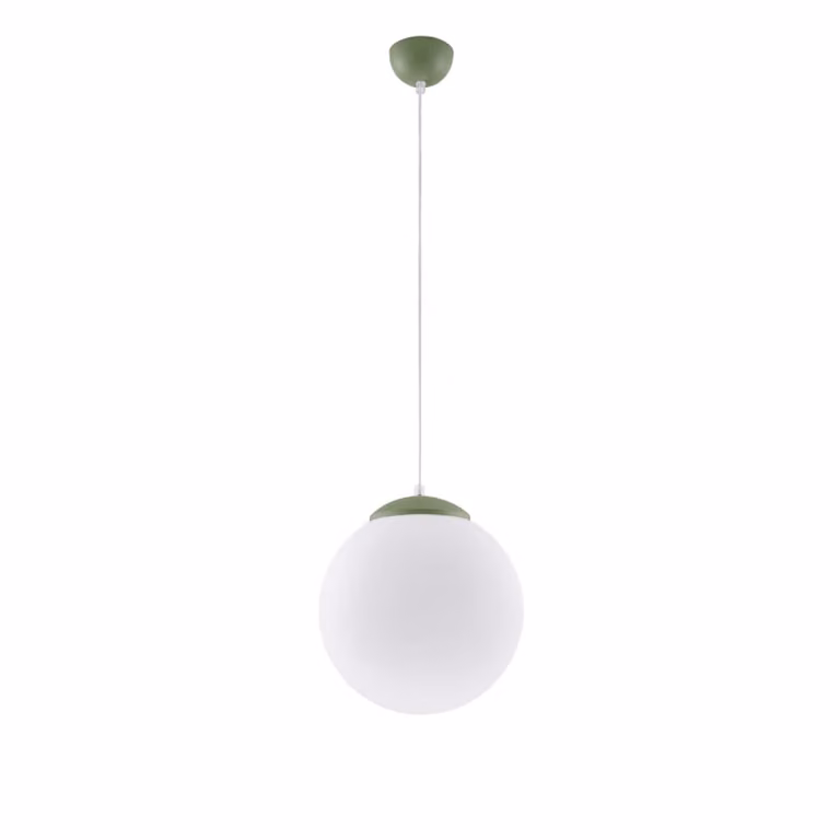 Lámpara colgante Ugo 30 de Sollux en color verde oliva con acabado de vidrio y metal, An/P/Al: 30 x 30 x 120 cm