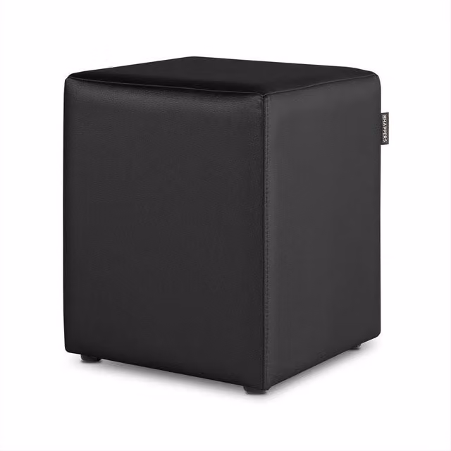 Puff cubo HAPPERS de polipiel negro para salón o dormitorio An/P/Al: 45 x 45 x 35 cm