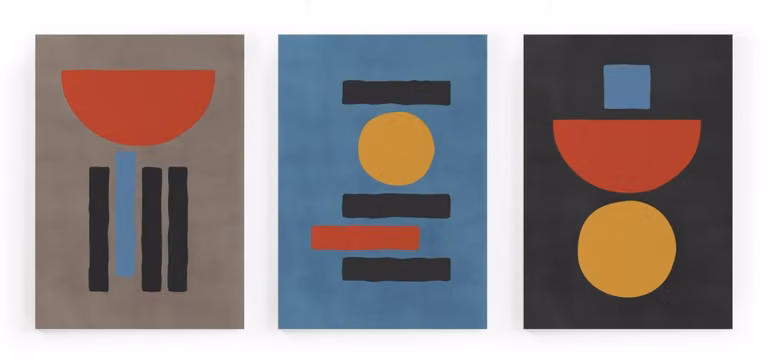 Set de 3 lienzos decorativos Surdic con impresión de formas geométricas abstractas y diseño moderno en multicolor, An/Al: 60 x 40 cm