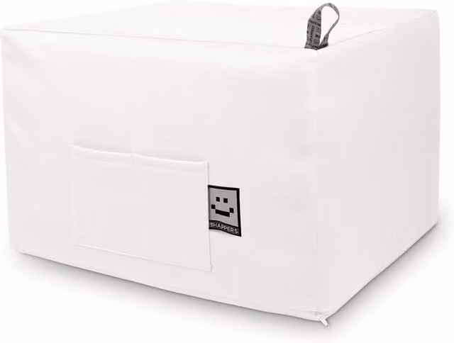 HAPPERS Puff Cama Auxiliar Convertible 2 en 1 con Funda Lavable, Blanco, 195 x 130 cm