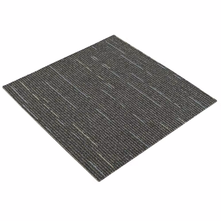 Set de 20 azulejos de alfombra vidaXL con diseño moderno a rayas en verde y gris, fabricados en polipropileno, An/P: 50 x 50 cm