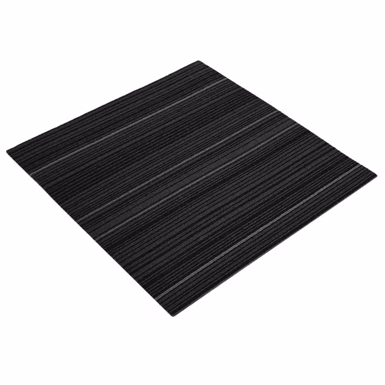 Set de 4 azulejos de alfombra vidaXL con diseño de rayas moderno en color gris, fabricados en polipropileno con pelo en bucle, An/P: 50 x 50 cm