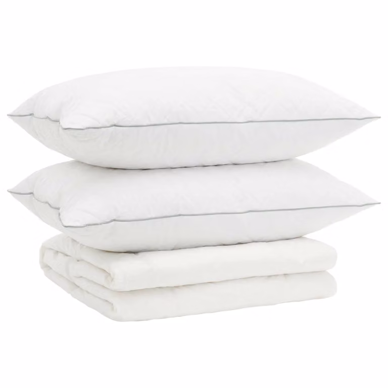 Juego de edredón y almohadas FULDA de vidaXL, 3 piezas, 90% plumón de ganso, color blanco, An/Al: 135 x 220 cm