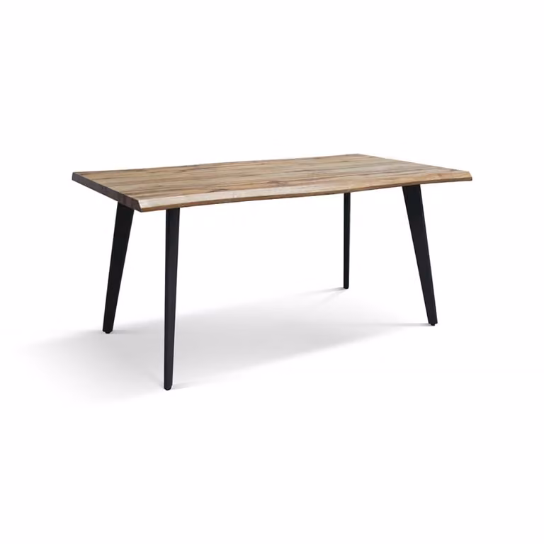 Mesa de comedor Konte.Design de estilo industrial con acabado roble y patas de metal negro, An/P/Al: 160 x 90 x 76 cm