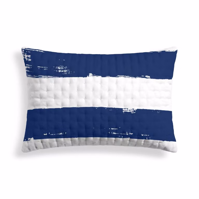 Funda de almohada reversible de microfibra con estampado de cuadros de la marca TERRACOTA en azul y blanco, An/P: 50 x 70 cm