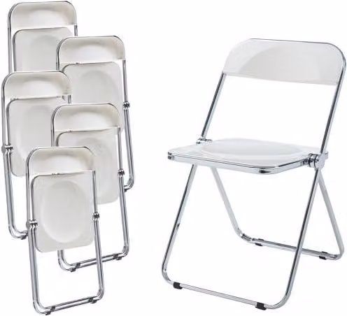 Set de 6 sillas plegables Pornainen de en.casa en color blanco y transparente, An/P/Al: 74 x 46 x 47 cm
