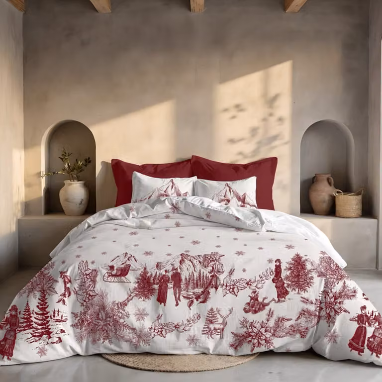 Funda nórdica de Navidad Muare Home multicolor en poliéster, An/P/Al: 155 x 220 cm