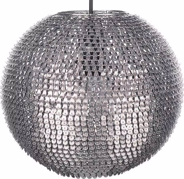 Lámpara Colgante Seine de BELIANI en Metal Plateado con Forma de Globo de Escamas Brillantes