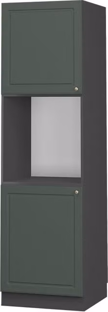 Armario para horno empotrado Vicco Fame-Line estilo casa de campo en verde dorado con puertas batientes y estantes internos An/P/Al: 60 x 58,1 x 206,8 cm