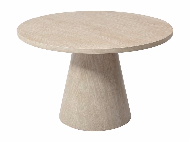 Mesa de comedor moderna VENTE-UNIQUE de madera MDF en color beige con efecto travertino, diseño cuadrado para 4 adultos, An/P/Al: 120 x 100 x 75,5 cm