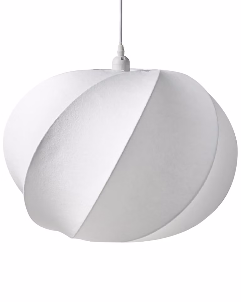 Lámpara colgante esférica de Beliani en color blanco con acabado de tejido textil de estilo minimalista