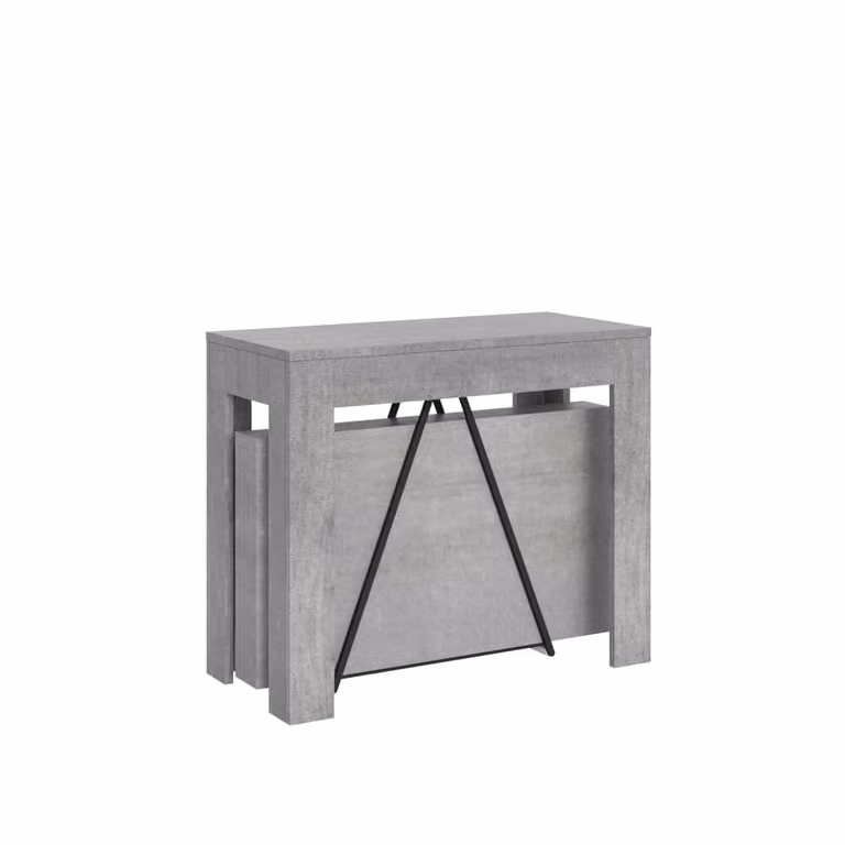 Consola extensible Itamoby en color gris con efecto madera y cemento, An/P/Al: 90 x 42 x 77 cm (extensible hasta 198 cm)