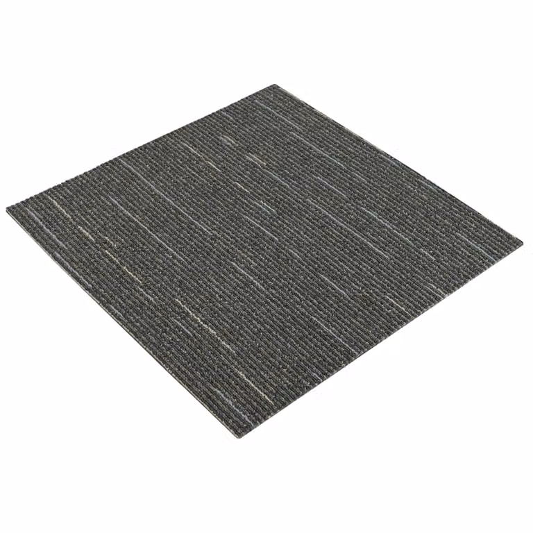 Set de 4 azulejos de alfombra vidaXL con diseño moderno de rayas en verde y gris, fabricados en polipropileno con pelo en bucle, An/P: 50 x 50 cm