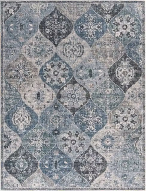 Alfombra lavable Sami de estilo oriental y moderno en color turquesa, An/P: 160 x 220 cm